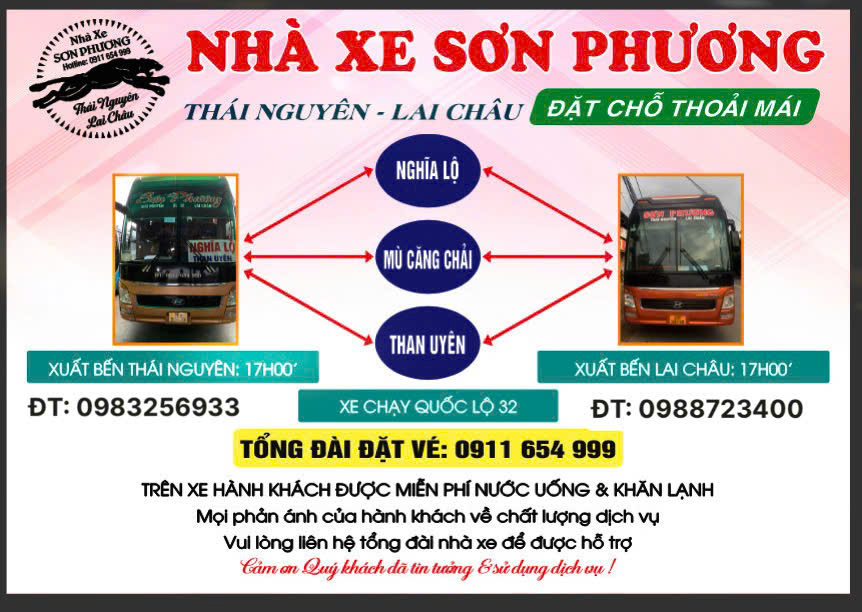 Xe khách Mù Cang Chải đi Thành phố Việt Trì (Trường Y Dược, Đại học Hùng Vương, Lâm Thao). Đặt xe Sơn Phương